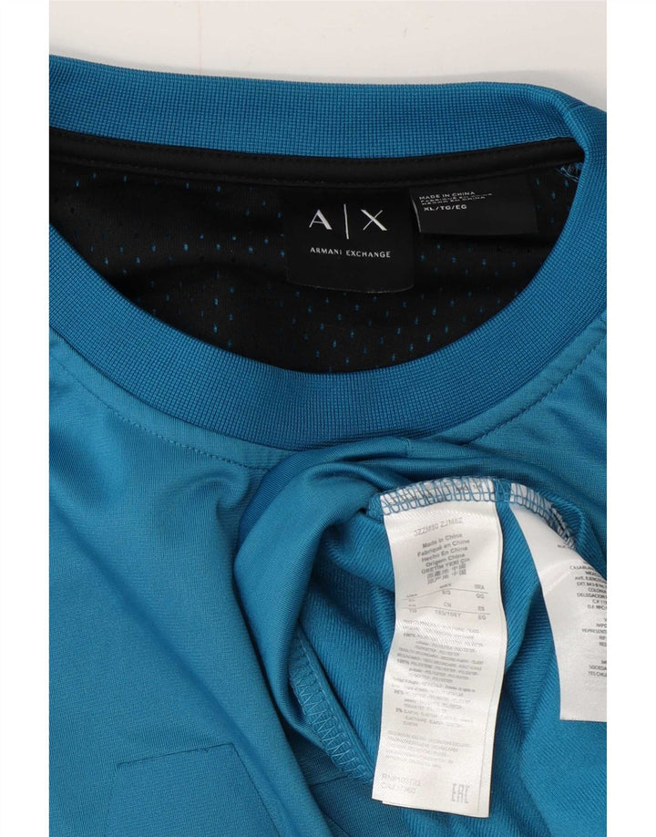 Męska bluza z grafiką Armani, sweter XL, niebieski poliester