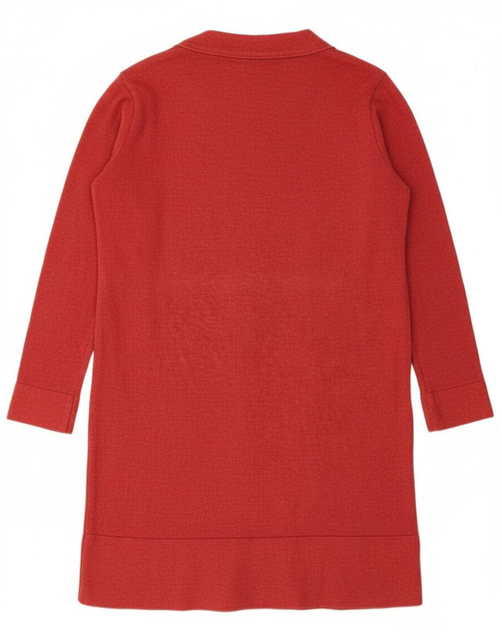 ZARA Womens Longline Open Cardigan Sweater UK 14 Medium Red