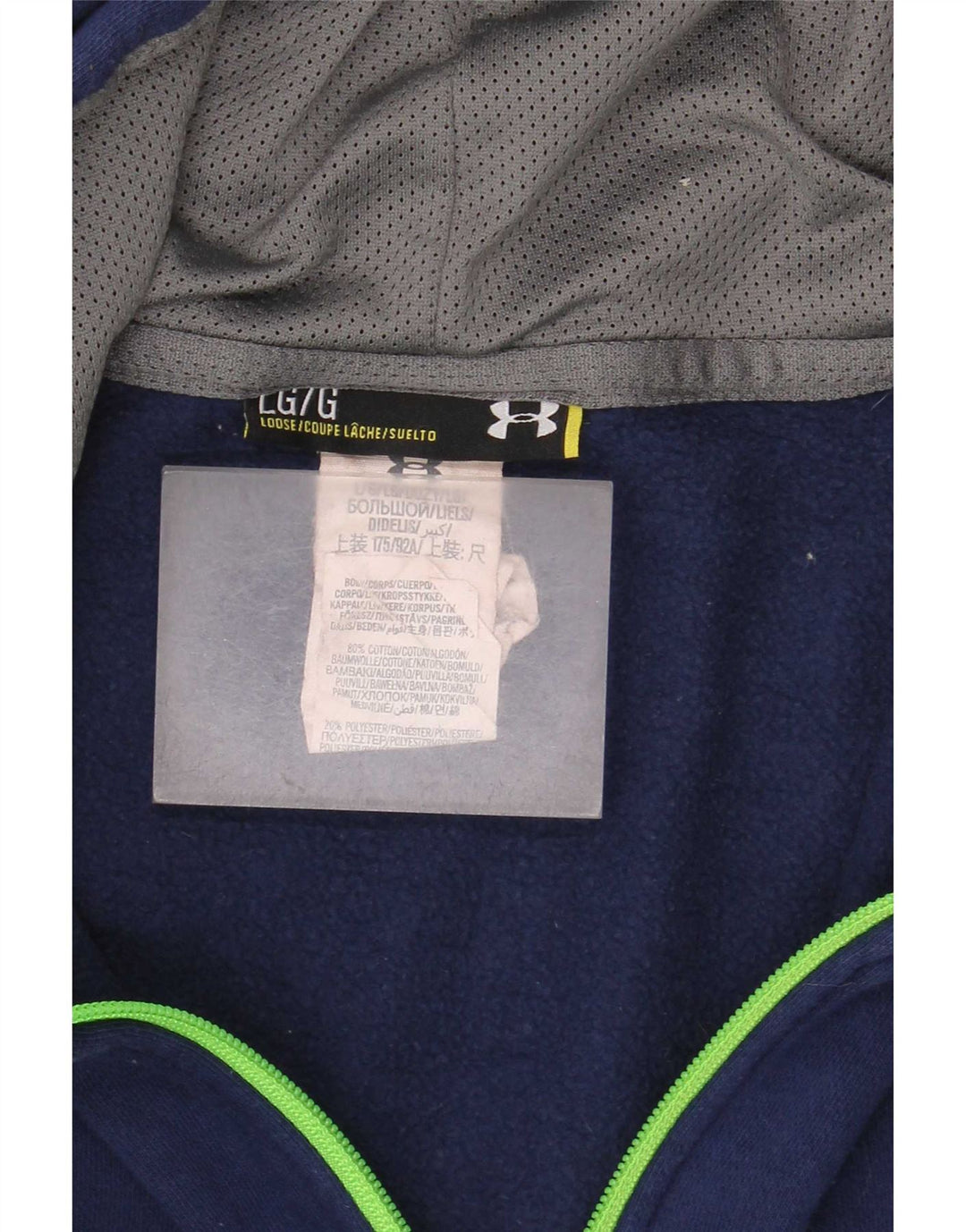 Męski sweter z kapturem i zamkiem Under Armour, duży, niebieski, bawełniany