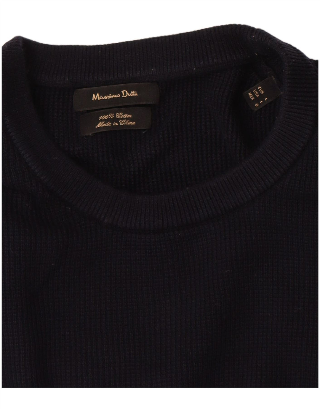 Męski sweter Massimo Dutti z krótkim rękawem i okrągłym dekoltem, duży granatowy