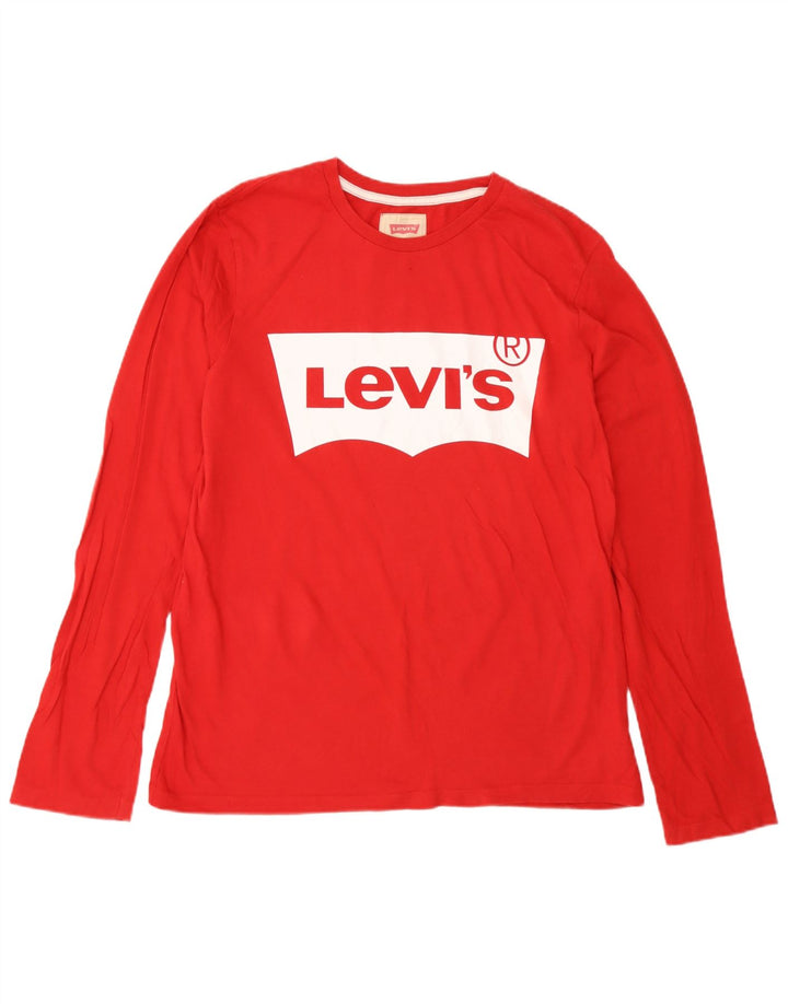 Chłopięcy top z grafiką Levi's z długim rękawem 15-16 lat, czerwona bawełna