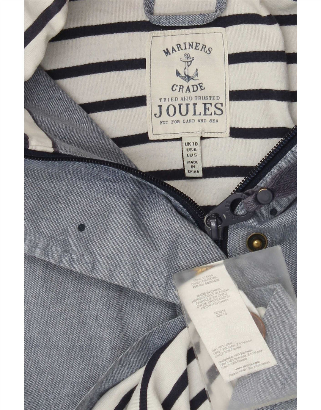 Damska kurtka wiatrówka Joules Oversized z kapturem UK 10 Small Blue Spotted