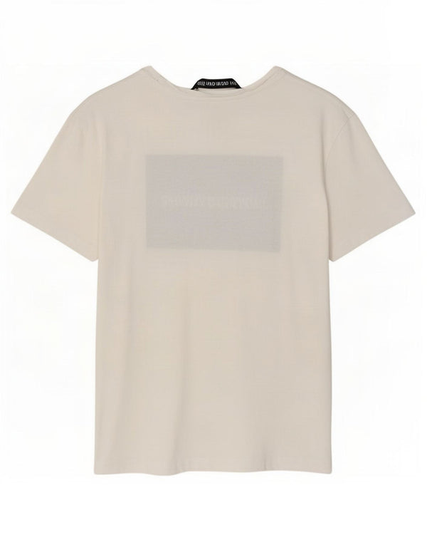 Damska koszulka graficzna Calvin Klein Jeans Top UK 6 XS, biała bawełna