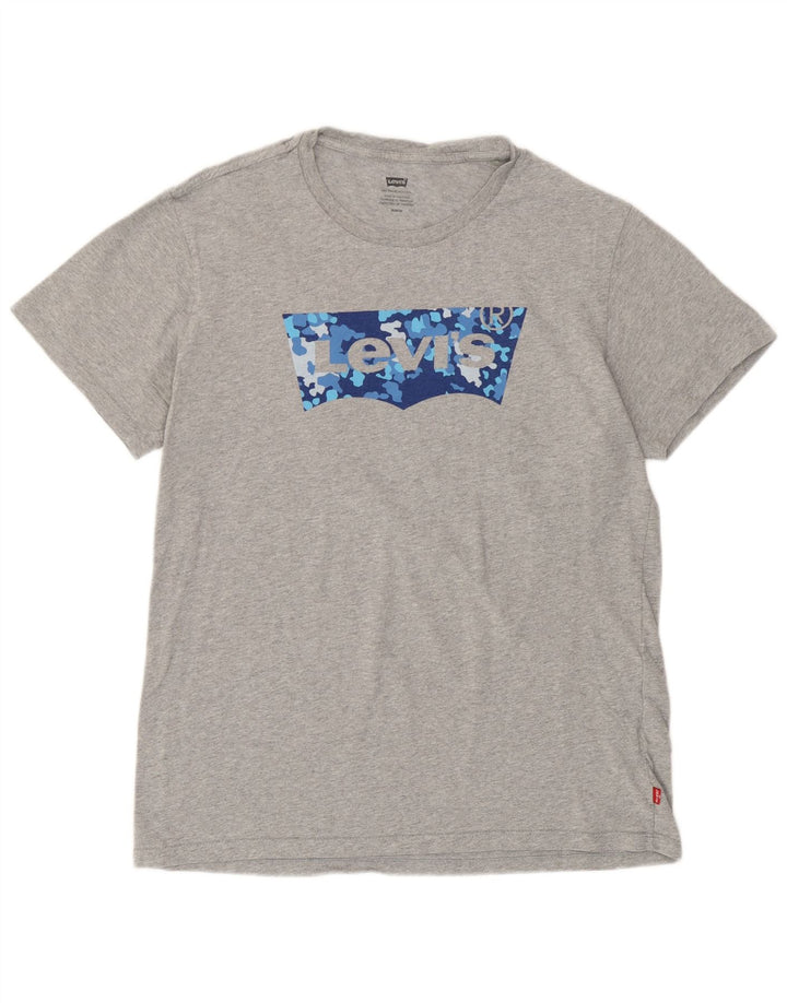 Męska koszulka z grafiką Levi's, średnia szara bawełna