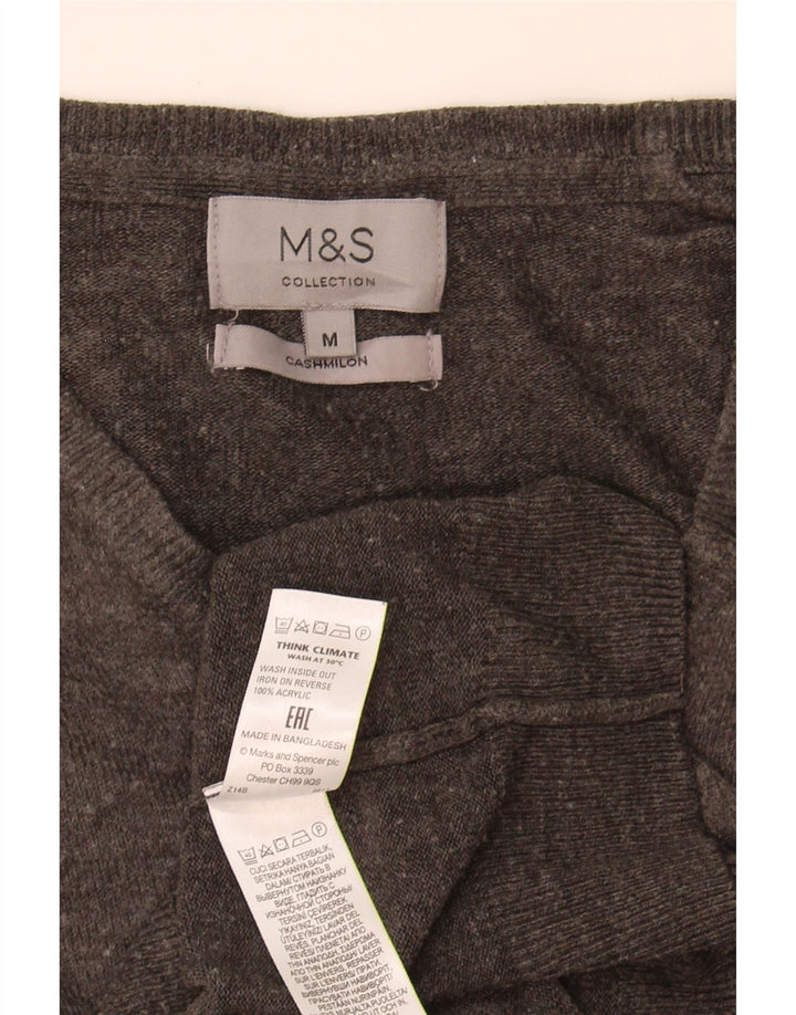 Marks & Spencer Męski sweter z dekoltem w kształcie litery V, średnioszary, akrylowy