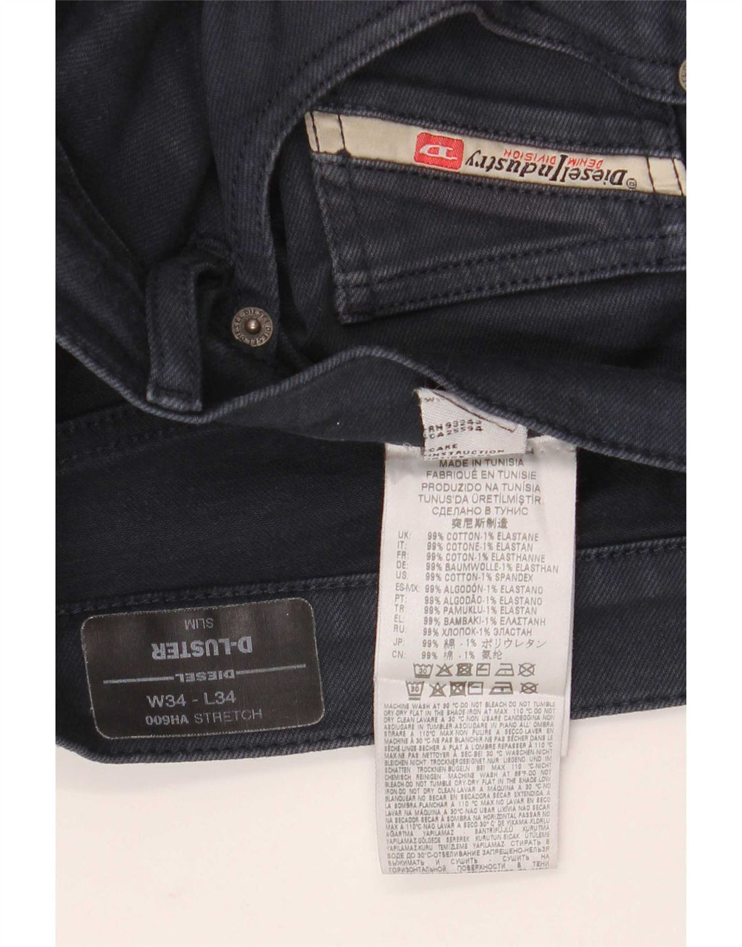 Diesel Męskie D-Luster Slim Jeans W34 L34 Granatowa bawełna