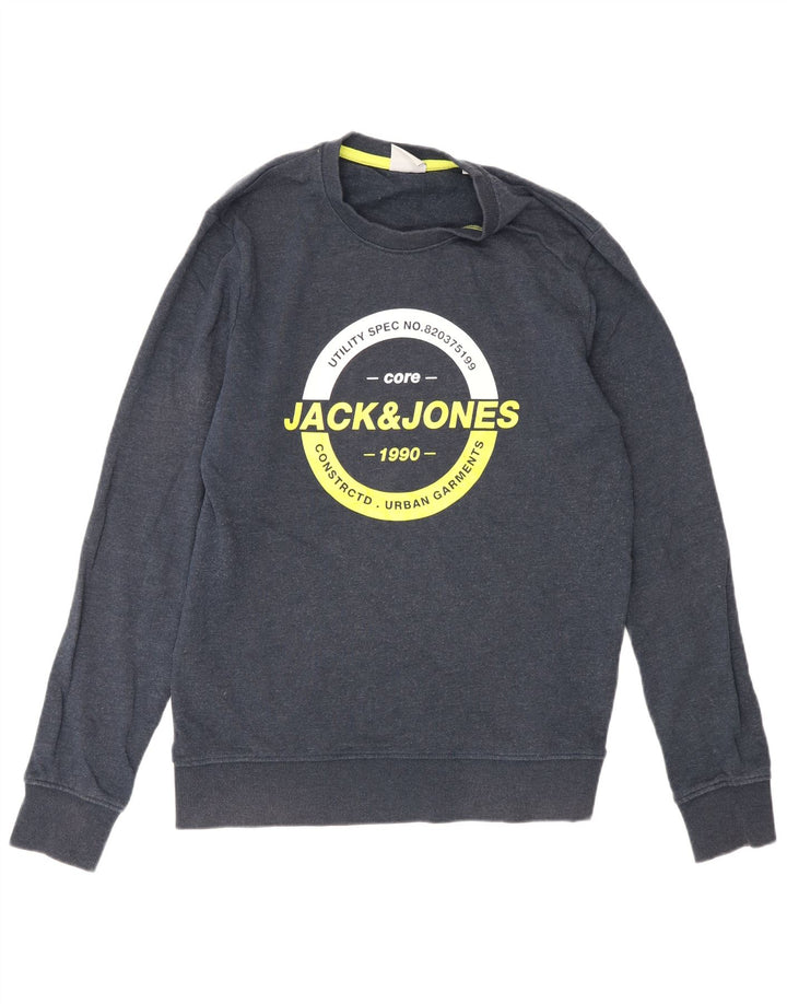 Męska bluza z grafiką Jack & Jones, mała, granatowa, bawełniana