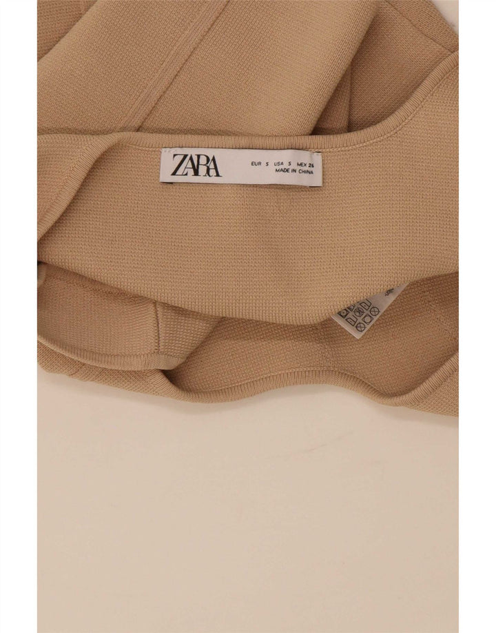 Damski krótki top bez rękawów Zara UK 8, mały, beżowy nylon