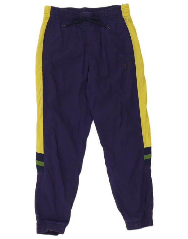 Puma Mens Graphic Tracksuit Trousers Joggers Small Navy Blue Colourblock