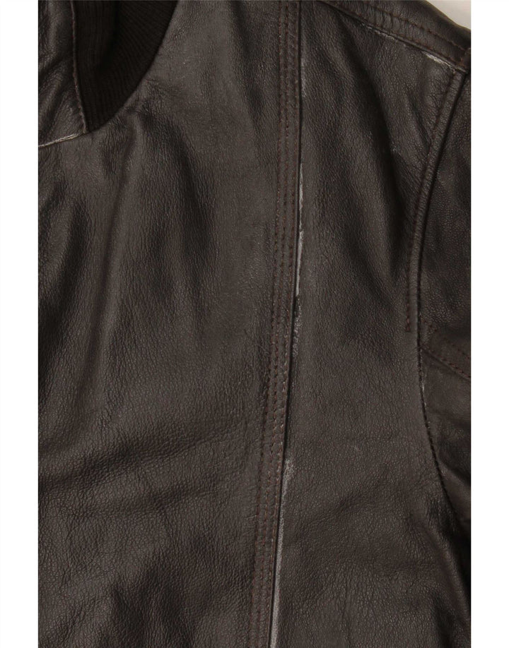 Vintage męska kurtka skórzana bomber UK 36 mała brązowa skóra