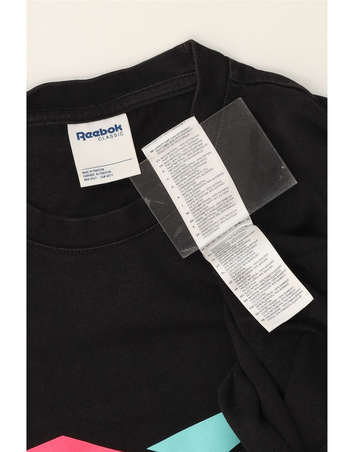 REEBOK Mens Graphic T-Shirt Top Small Black Cotton Vintage Reebok and Second-Hand Reebok from Messina Hembry 