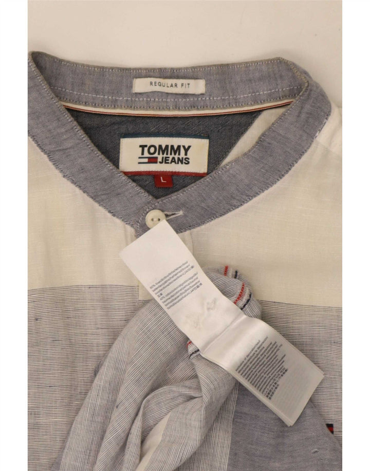 Męska koszula o regularnym kroju Tommy Hilfiger, duża, wielobarwna, lniana w paski