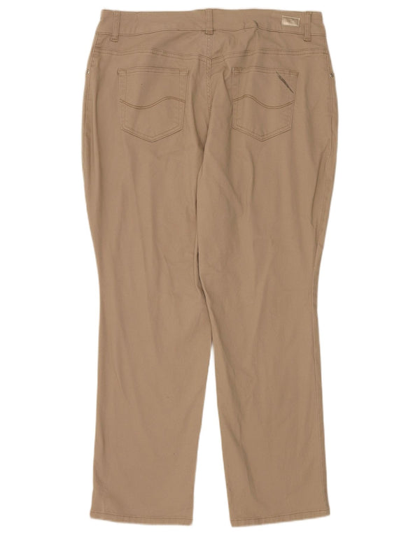 Damskie proste spodnie casual Lee ze średnim stanem US 18 2XL W36 L30 beżowe