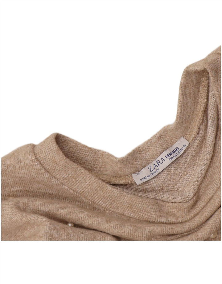 Damski sweter Zara Trafaluc z rękawem 3/4, UK 10, mały, beżowy, nakrapiany