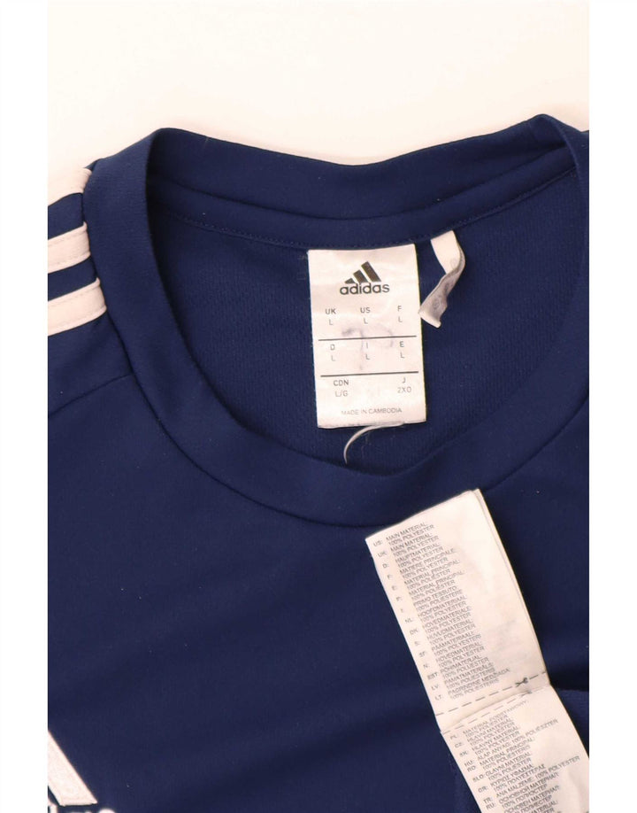 Adidas Męska koszulka Climalite Top, duża, granatowa, poliestrowa z blokami kolorów