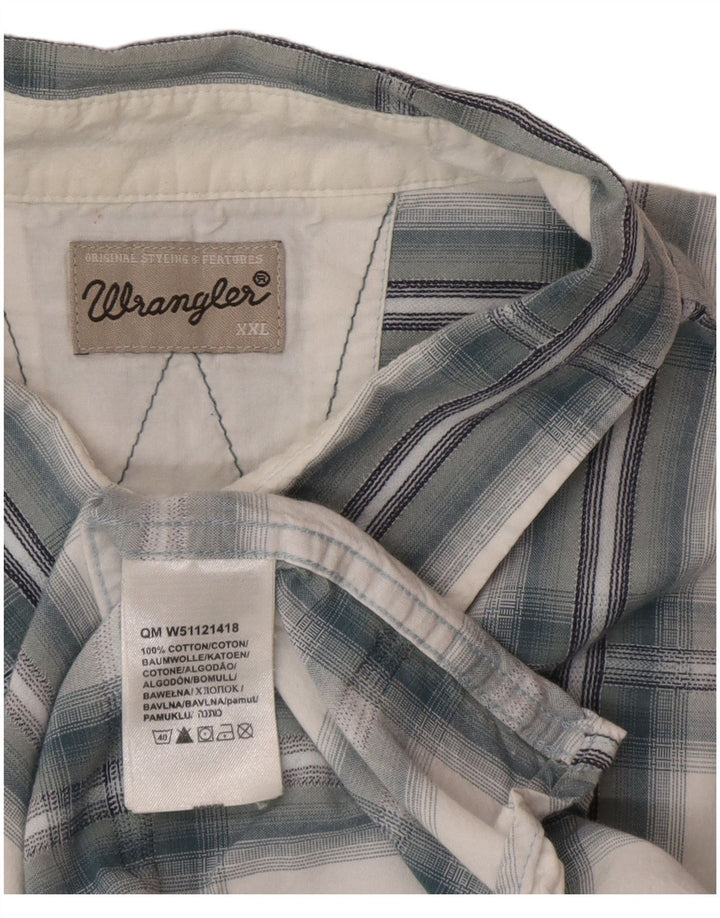 Męska koszula z krótkim rękawem Wrangler 2XL, bawełniana niebieska kratka