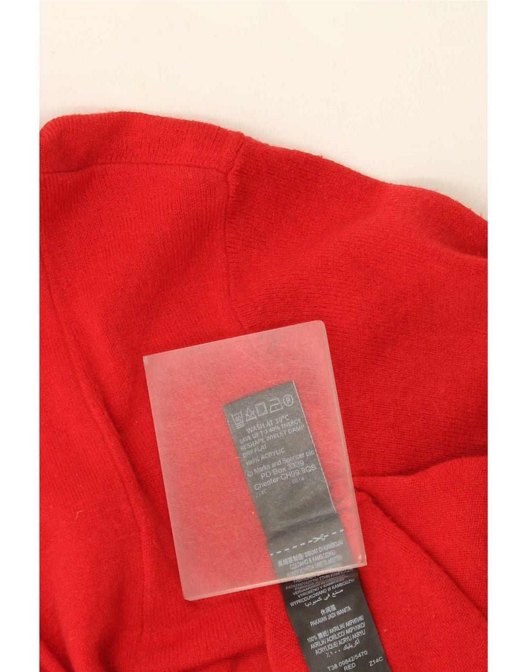 Marks & Spencer Damski długi sweter rozpinany UK 16, duży czerwony