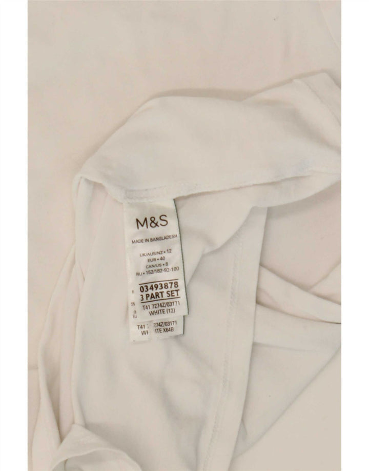 Marks & Spencer Damski top z długim rękawem, UK 12, średni biały, bawełniany