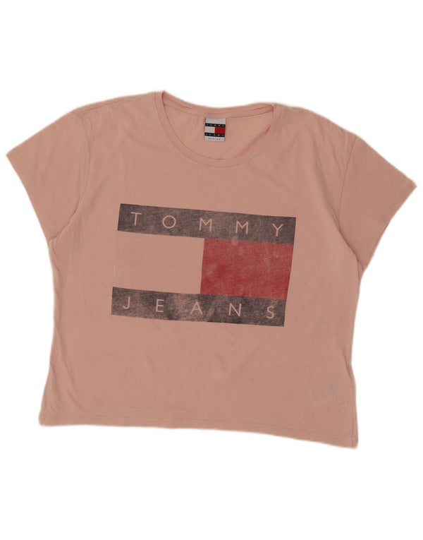 Damska koszulka o luźnym kroju Tommy Hilfiger z grafiką, UK 14, średni róż