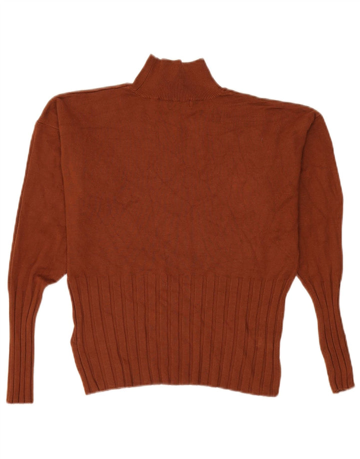 Marks & Spencer Damski sweter z golfem UK 14, duży, brązowy, wiskoza