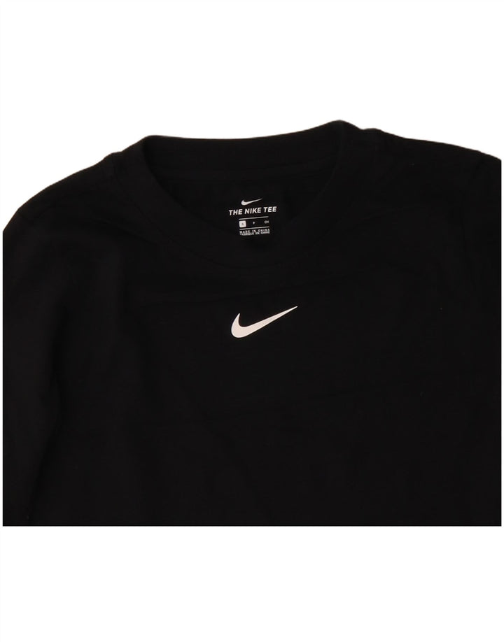 Damska koszulka Nike Crop Graphic z długim rękawem, UK 10, mała, czarna bawełna