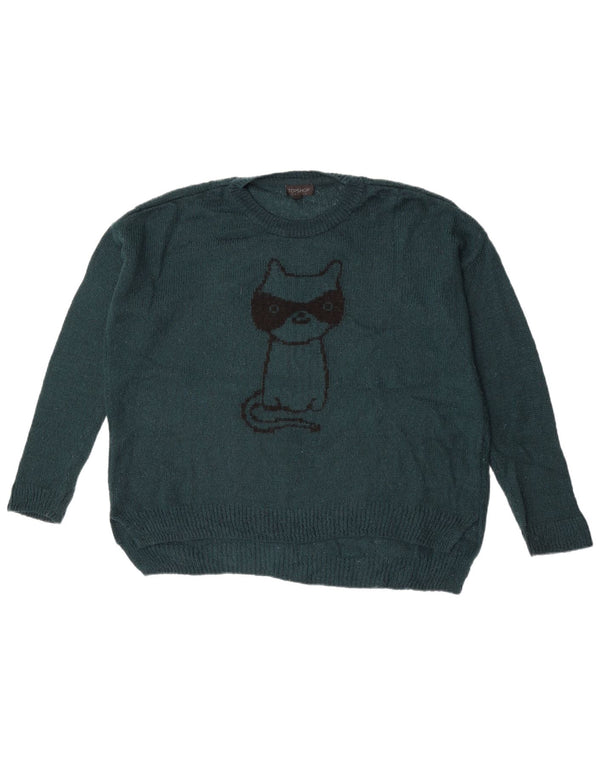 Damski sweter Topshop Graphic Oversize z okrągłym dekoltem UK 10 Small Blue