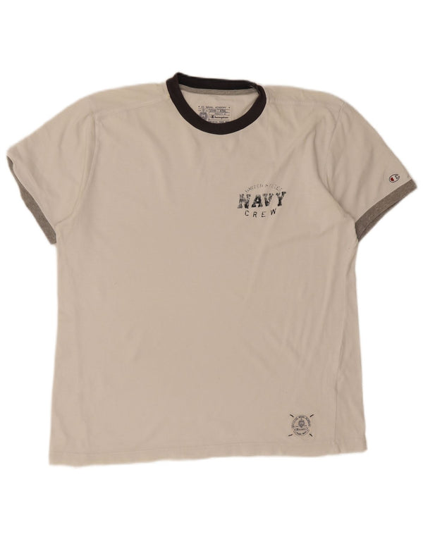 Męski T-shirt Champion z grafiką Top XL, biały, z blokami kolorów