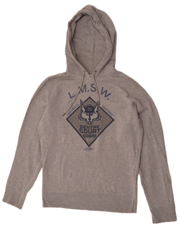 Męska bluza z kapturem Diesel z grafiką XL, szara, nakrapiana bawełna