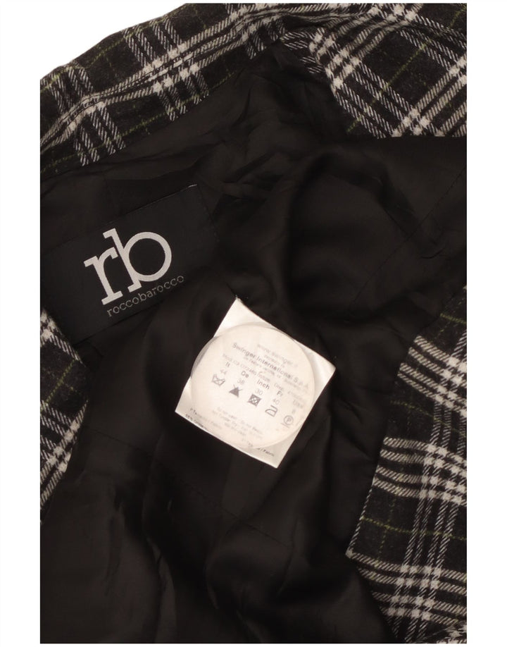 Damska marynarka Roccobarocco zapinana na 2 guziki IT 44, średnia, czarna bawełniana krata