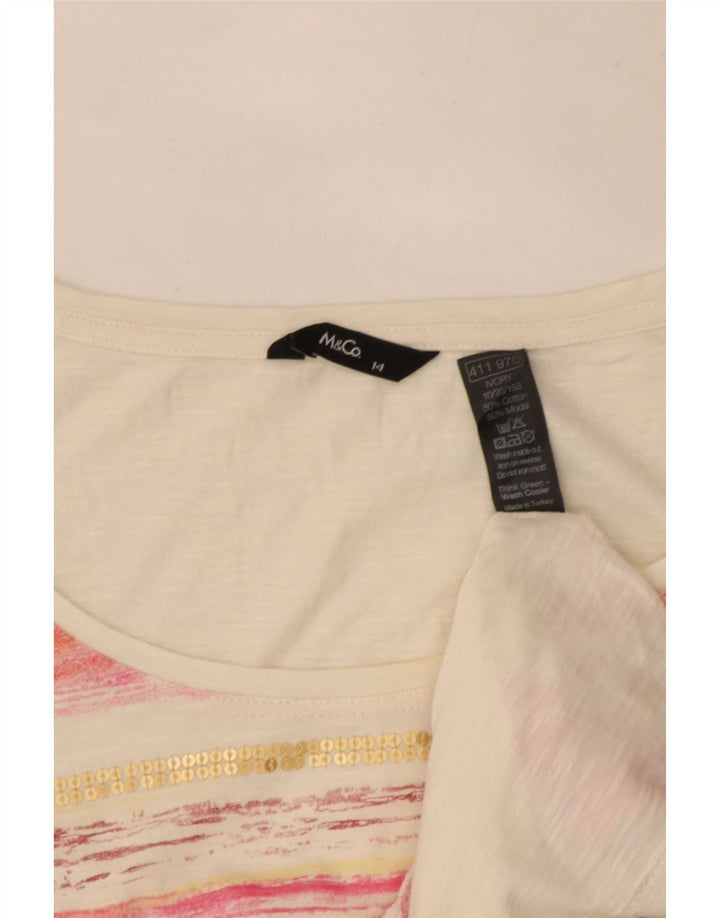 T-shirt damski M&Co, UK 14, bawełna w średnie białe paski