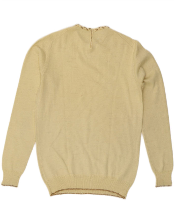 VINTAGE Womens Crew Neck Jumper Sweater UK 14 Medium Off White