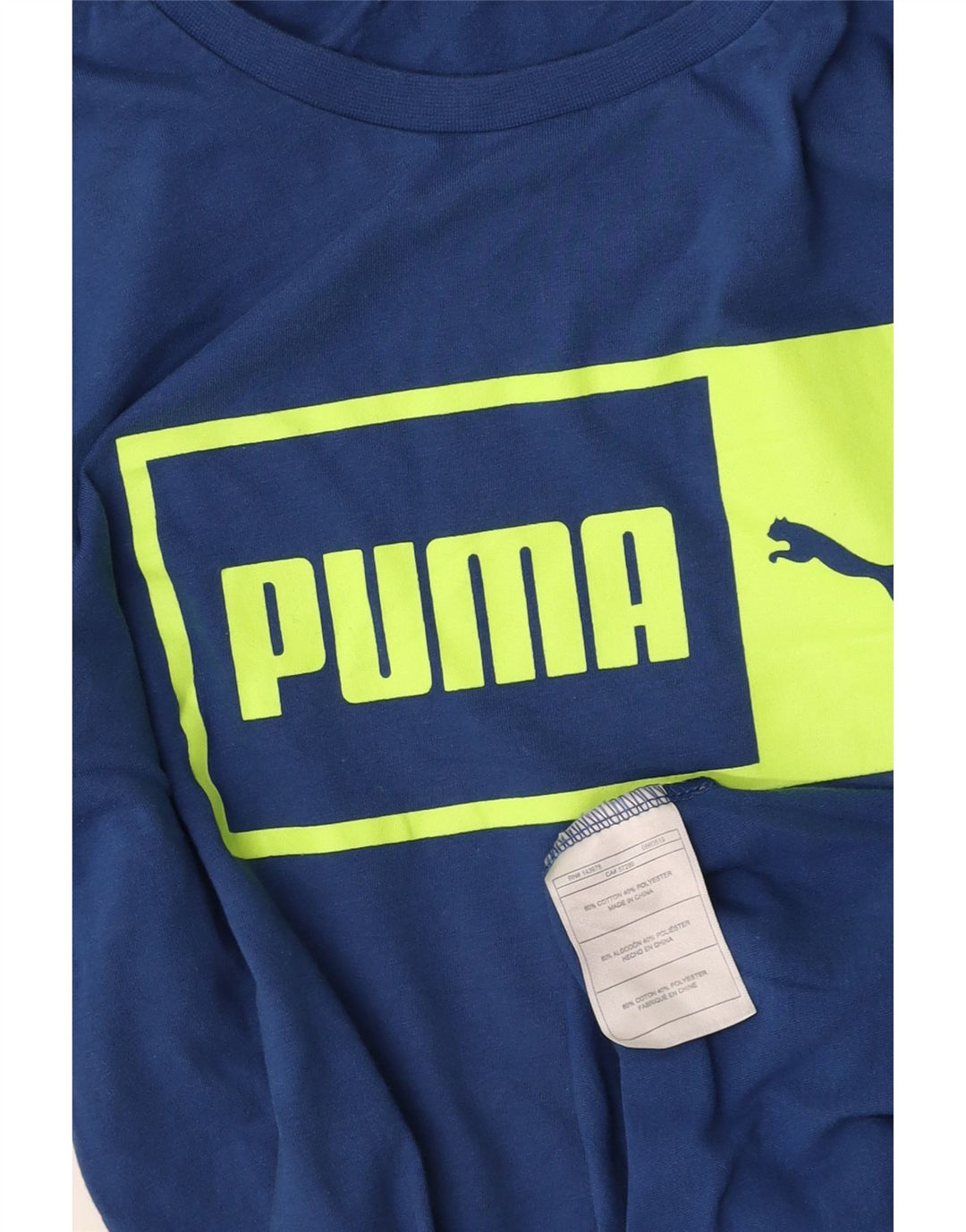 Męski graficzny top PUMA z długim rękawem, mały, niebieski, bawełniany