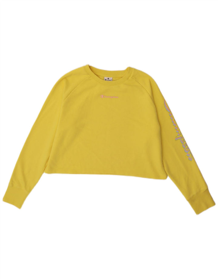 Damska bluza Champion Crop Graphic Jumper UK 14 Średni żółty