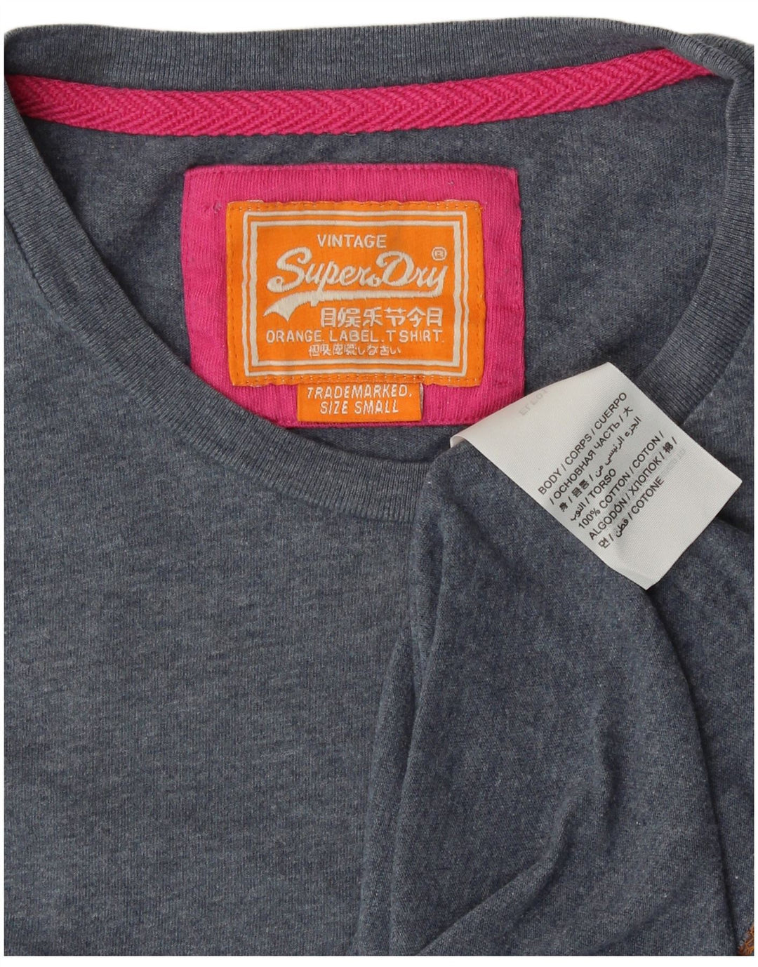 SUPERDRY Męski T-shirt Top Mały Granatowy Bawełniany