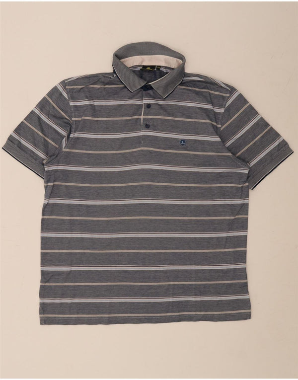 Navigare Mens Polo Shirt 2XL Blue Striped Cotton