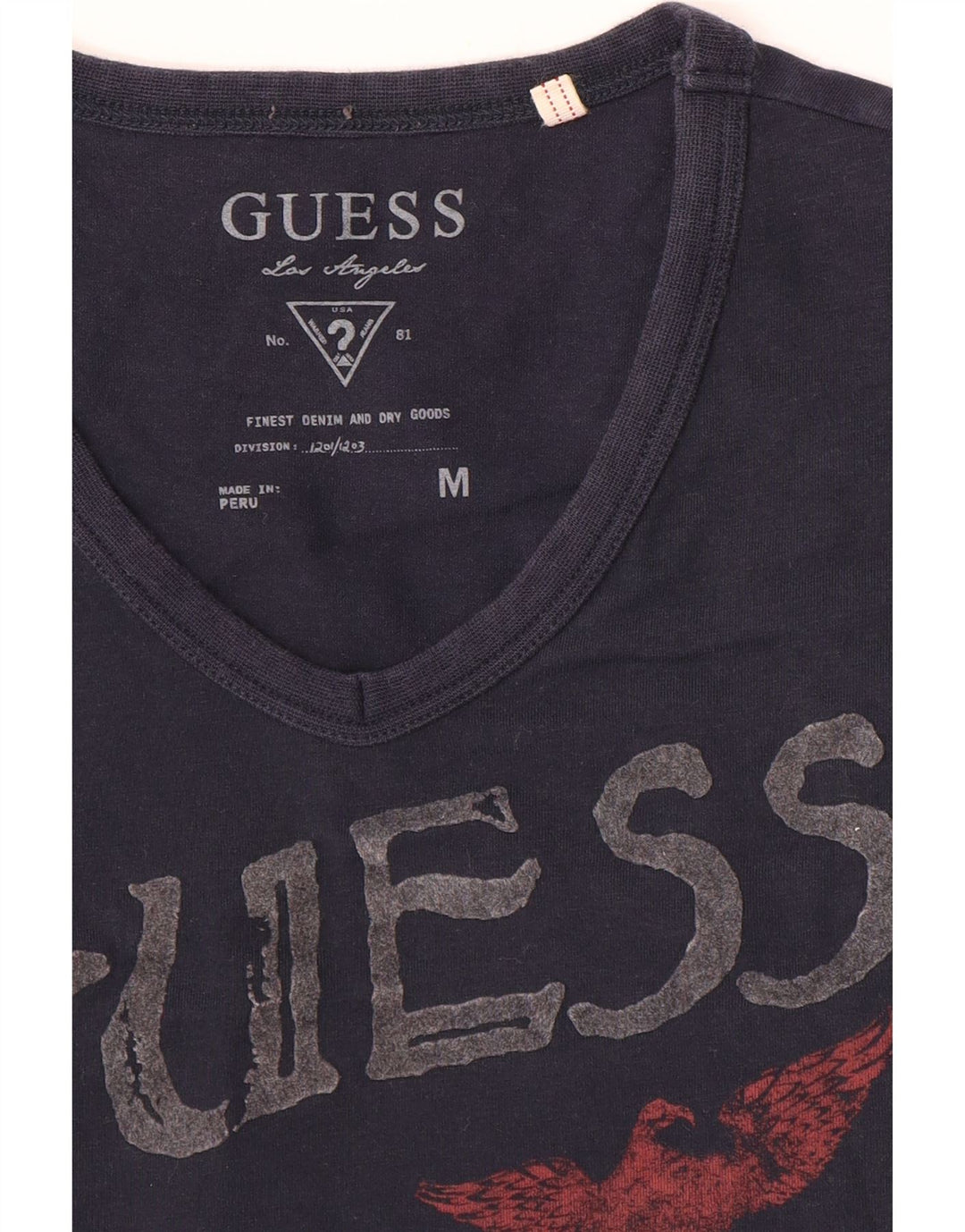Męski T-shirt Guess z grafiką, średni granatowy