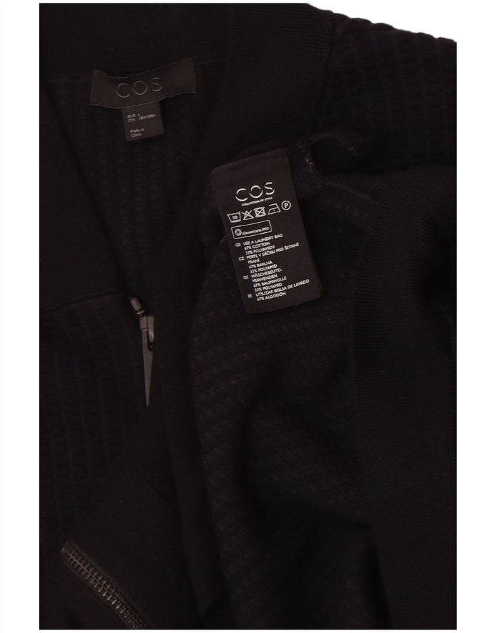 Cos Męski sweter rozpinany, duży, czarny, bawełniany
