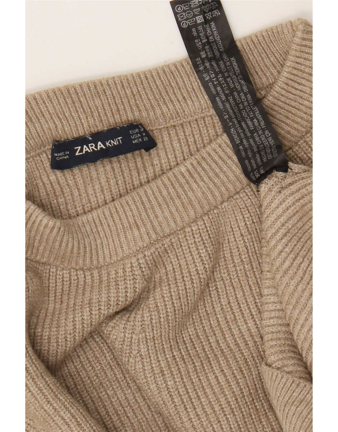 Damski sweter Zara Crop Oversize z dekoltem w łódkę UK 14 Średni brąz