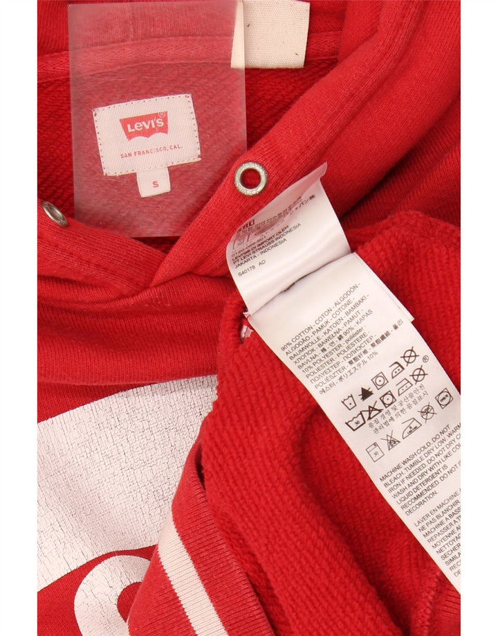 LEVI'S Mens Graphic Hoodie Jumper Small Red Cotton