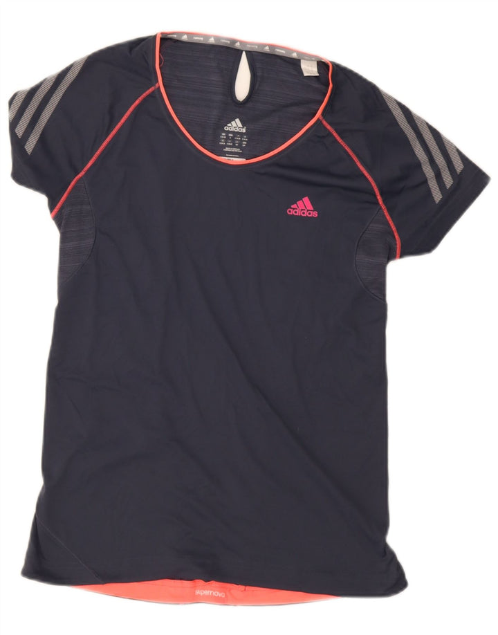 Damska koszulka Adidas Climalite Top UK 8/10 Mały granatowy poliester