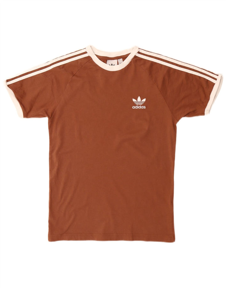 Adidas Męski T-Shirt Top Mały Brązowy Bawełniany