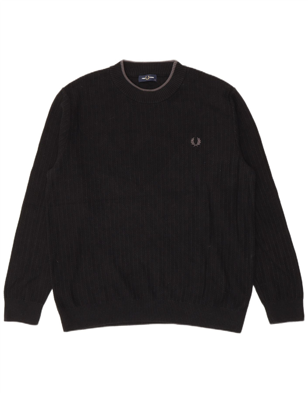 Męski sweter z okrągłym dekoltem Fred Perry XL, czarny, bawełniany