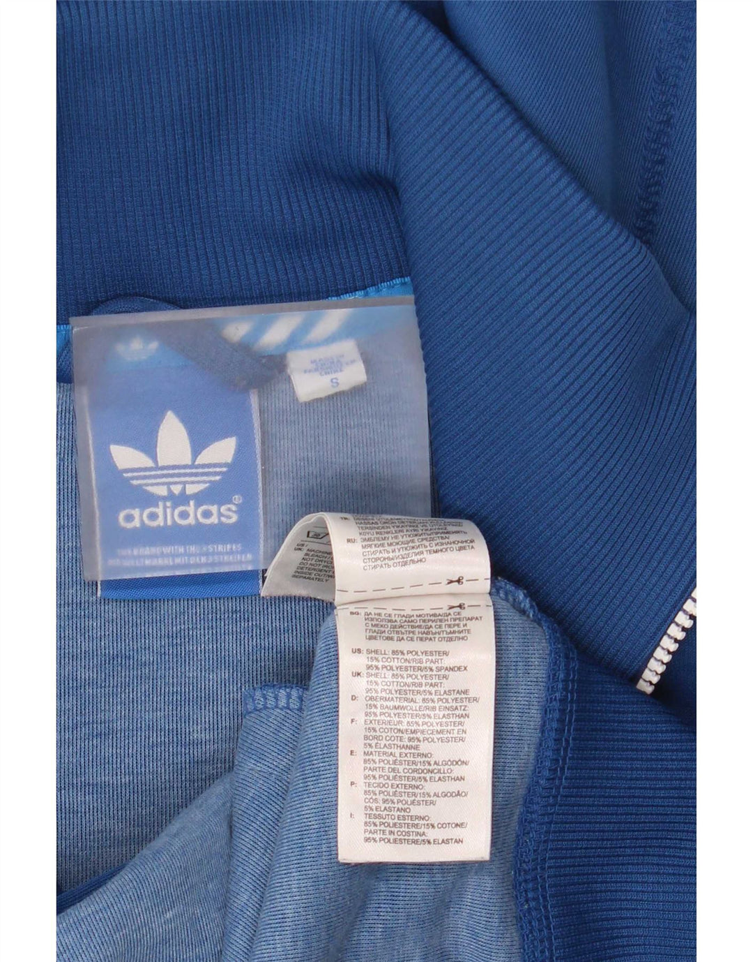 Adidas Męski sweter z kapturem i zamkiem błyskawicznym, mały, niebieski poliester