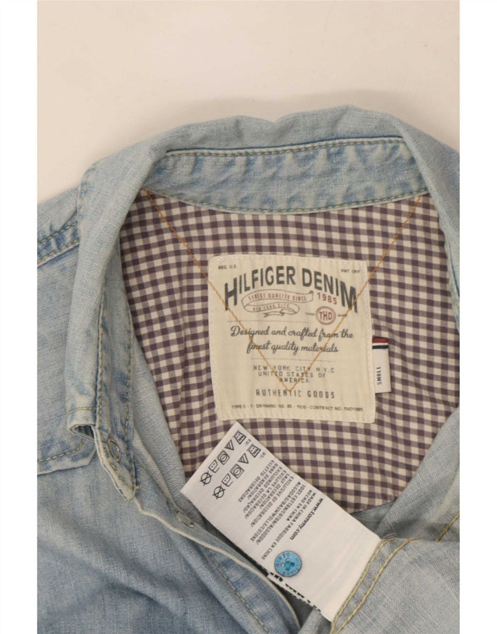 Męska koszula dżinsowa Tommy Hilfiger, mała, niebieska, bawełniana