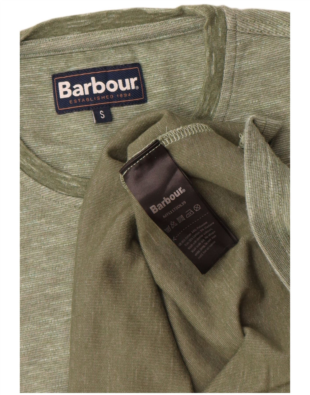 T-shirt męski Barbour, mały, zielony, z bawełny w plamki