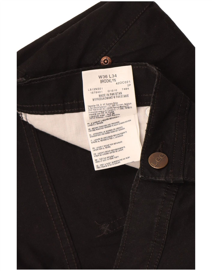 Męskie spodnie codzienne LEE Brooklyn Straight W36 L34 Czarna bawełna