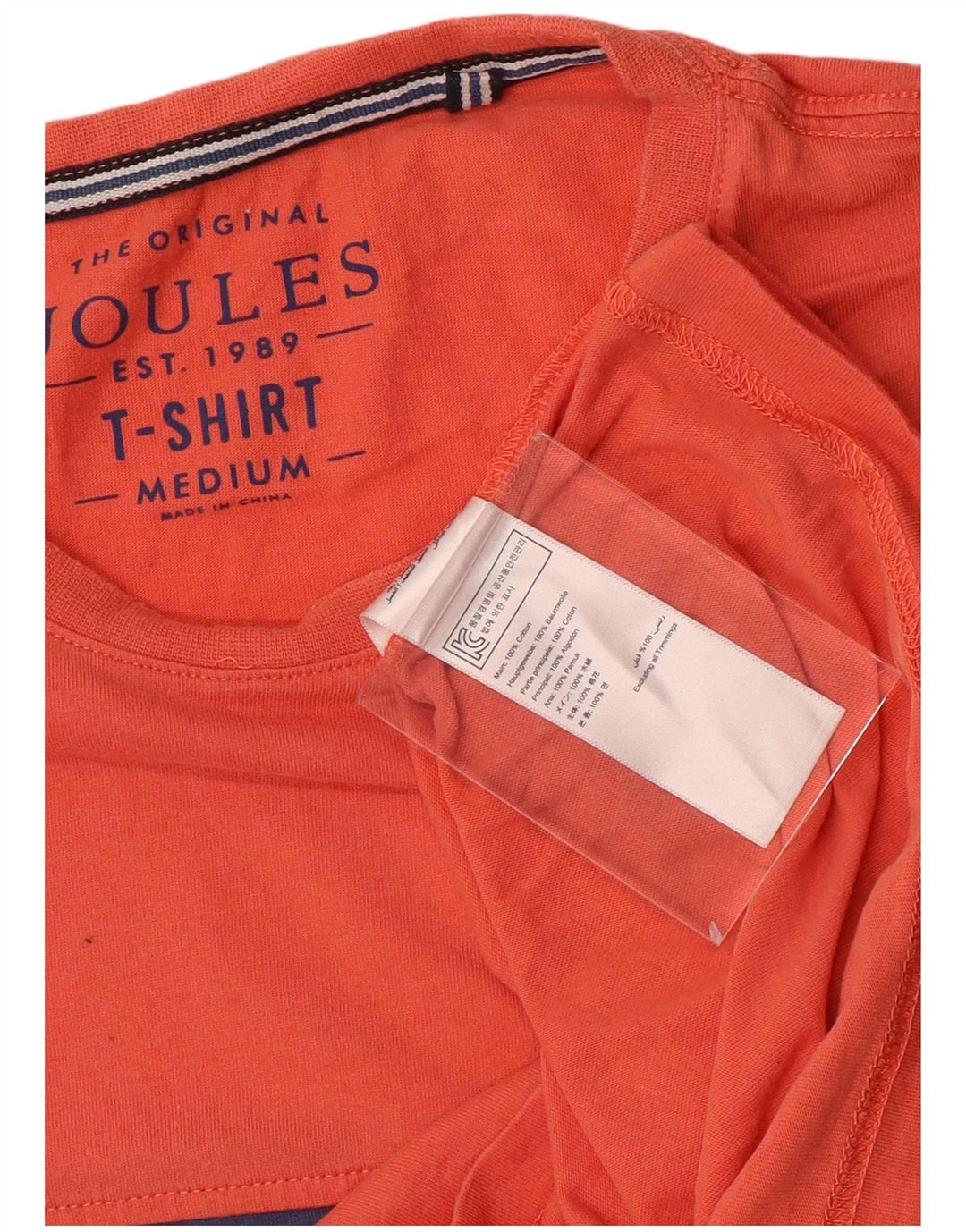 T-shirt męski Joules, bawełniany, średniej wielkości, w kolorze pomarańczowym