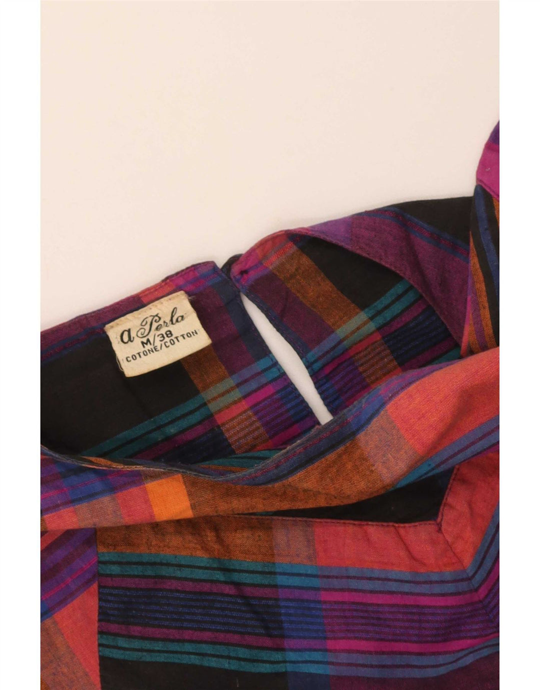 Damska sukienka oversize w stylu vintage, EU 38, średnia, wielobarwna krata, bawełna
