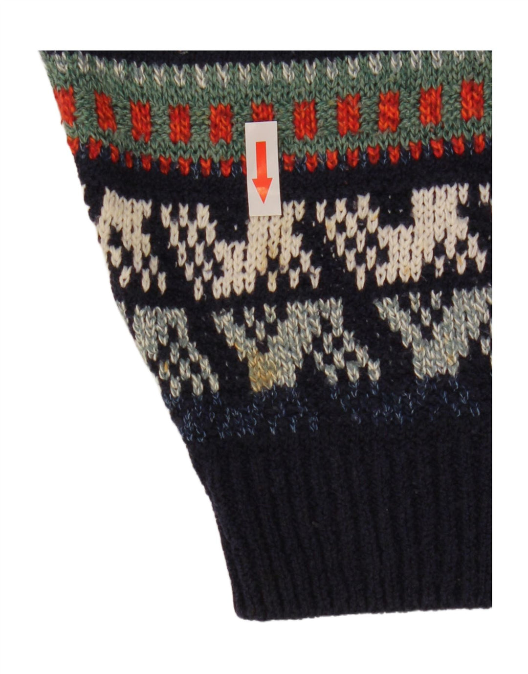 Marks & Spencer Męski sweter z okrągłym dekoltem, duży, granatowy Fair Isle