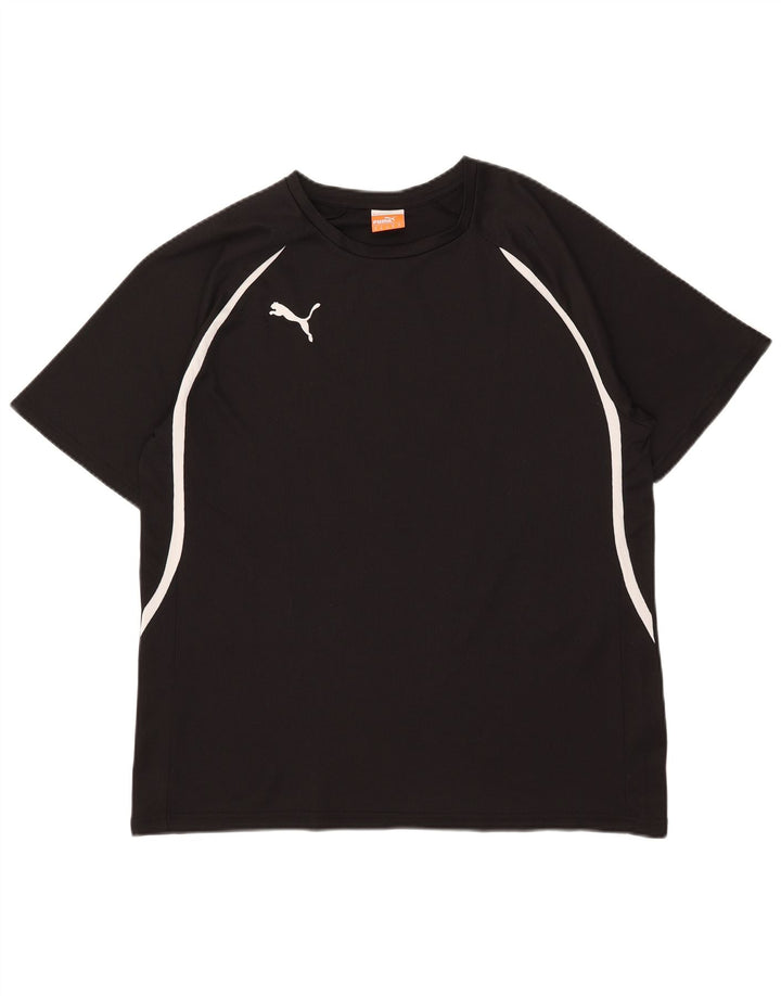 Męski T-shirt z grafiką Puma, średni, czarny poliester w paski